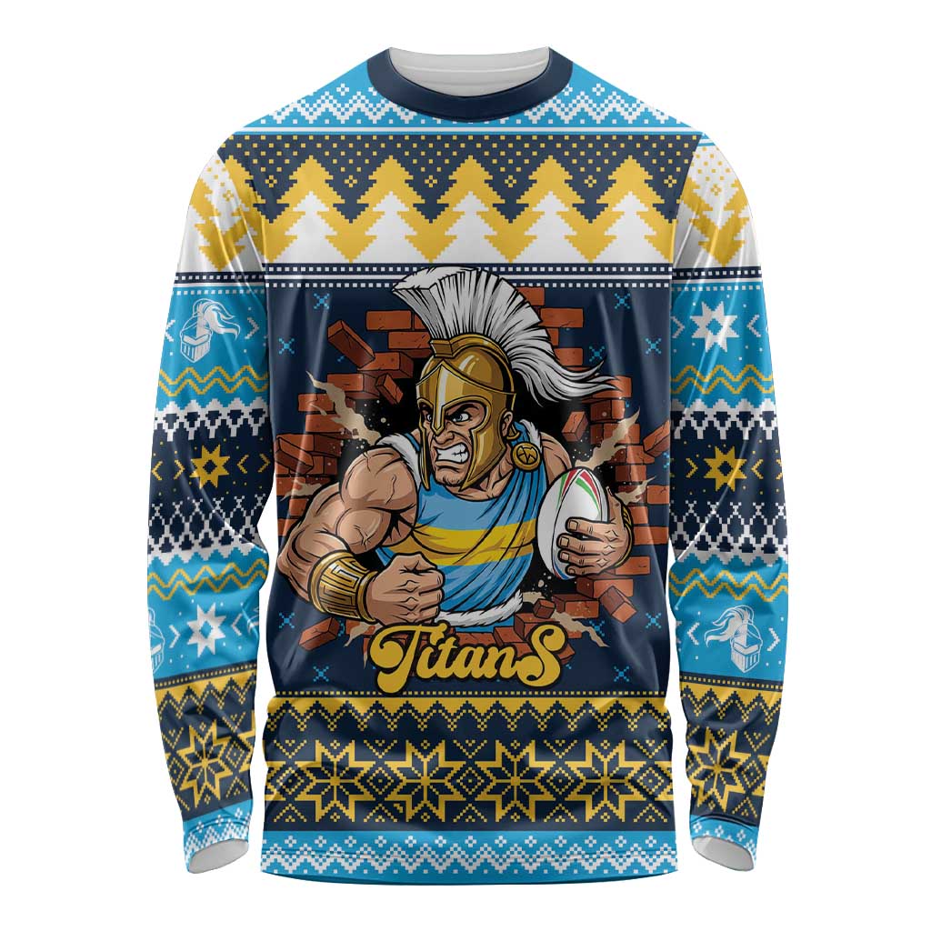 Santa’s Titan Warrior Personalized Long Sleeve Shirt Christmas Rugby League Spirit - Aussie Hoodie