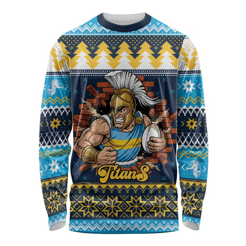 Santa’s Titan Warrior Personalized Long Sleeve Shirt Christmas Rugby League Spirit - Aussie Hoodie