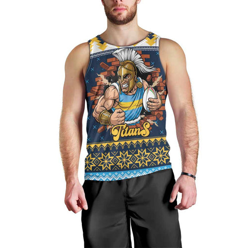 Santa’s Titan Warrior Personalized Men Tank Top Christmas Rugby League Spirit - Aussie Hoodie