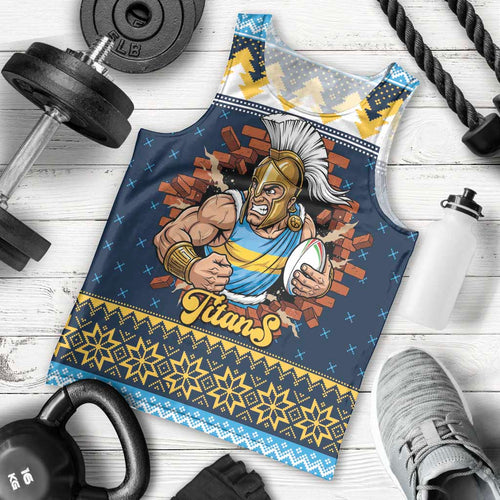 Santa’s Titan Warrior Personalized Men Tank Top Christmas Rugby League Spirit - Aussie Hoodie