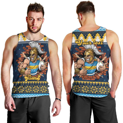 Santa’s Titan Warrior Personalized Men Tank Top Christmas Rugby League Spirit - Aussie Hoodie