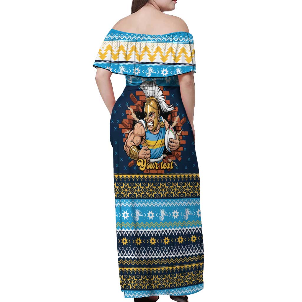 Santa’s Titan Warrior Personalized Off Shoulder Maxi Dress Christmas Rugby League Spirit - Aussie Hoodie