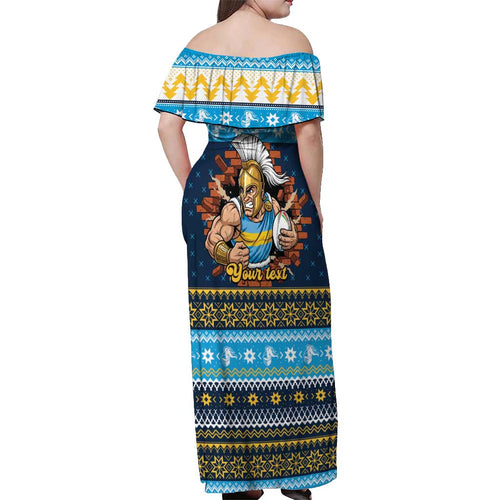 Santa’s Titan Warrior Personalized Off Shoulder Maxi Dress Christmas Rugby League Spirit - Aussie Hoodie
