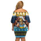 Santa’s Titan Warrior Personalized Off Shoulder Short Dress Christmas Rugby League Spirit - Aussie Hoodie