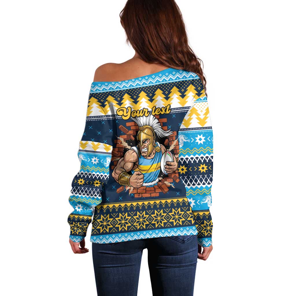 Santa’s Titan Warrior Personalized Off Shoulder Sweater Christmas Rugby League Spirit - Aussie Hoodie