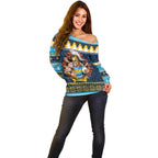 Santa’s Titan Warrior Personalized Off Shoulder Sweater Christmas Rugby League Spirit - Aussie Hoodie