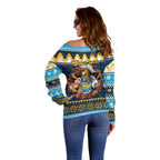 Santa’s Titan Warrior Personalized Off Shoulder Sweater Christmas Rugby League Spirit - Aussie Hoodie
