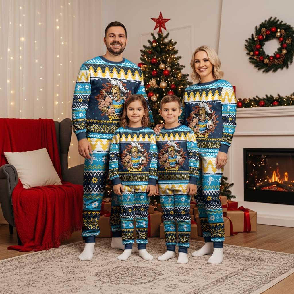 Santa’s Titan Warrior Personalized Christmas Pajama Set Christmas Rugby League Spirit - Aussie Hoodie