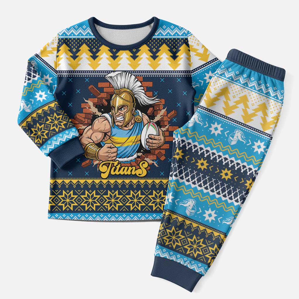 Santa’s Titan Warrior Personalized Christmas Pajama Set Christmas Rugby League Spirit - Aussie Hoodie