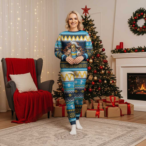 Santa’s Titan Warrior Personalized Christmas Pajama Set Christmas Rugby League Spirit - Aussie Hoodie