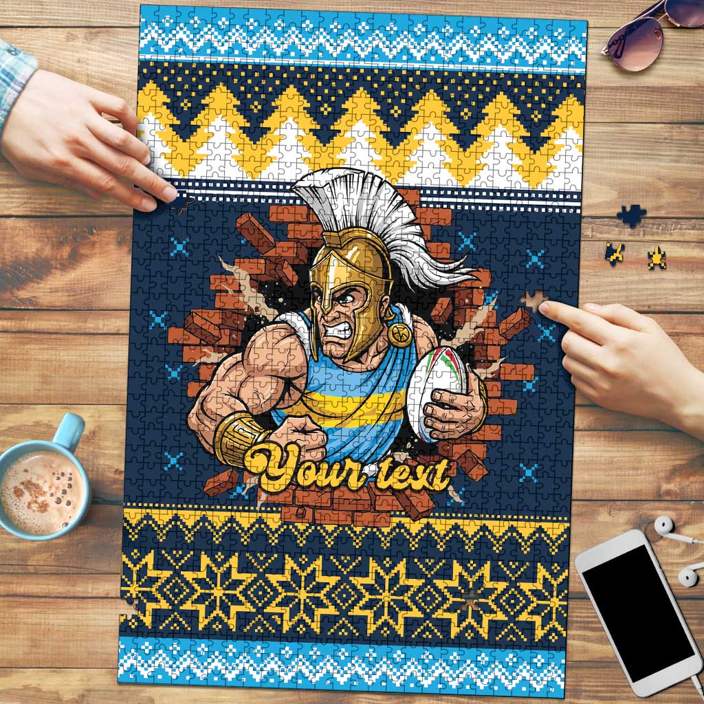 Santa’s Titan Warrior Personalized Puzzle Christmas Rugby League Spirit - Aussie Hoodie