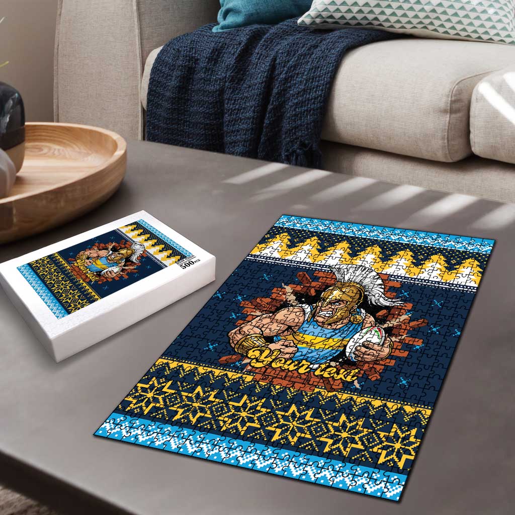 Santa’s Titan Warrior Personalized Puzzle Christmas Rugby League Spirit - Aussie Hoodie