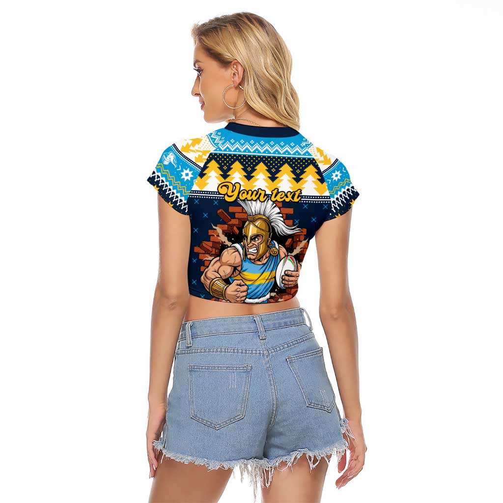 Santa’s Titan Warrior Personalized Raglan Cropped T Shirt Christmas Rugby League Spirit - Aussie Hoodie
