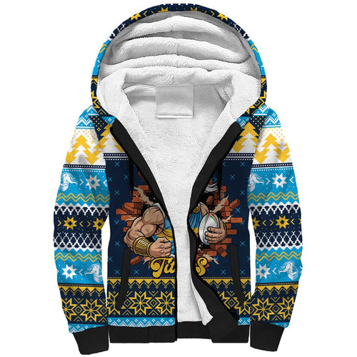 Santa’s Titan Warrior Personalized Sherpa Hoodie Christmas Rugby League Spirit - Aussie Hoodie