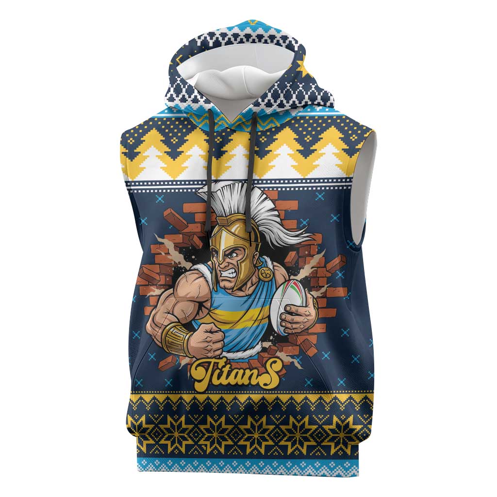 Santa’s Titan Warrior Personalized Sleeveless Hoodie Christmas Rugby League Spirit - Aussie Hoodie