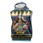 Santa’s Titan Warrior Personalized Sleeveless Hoodie Christmas Rugby League Spirit - Aussie Hoodie