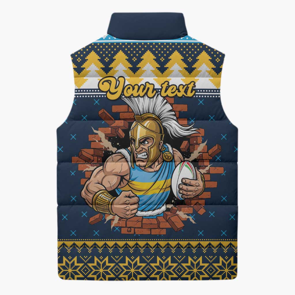 Santa’s Titan Warrior Personalized Sleeveless Puffer Jacket Christmas Rugby League Spirit - Aussie Hoodie