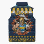 Santa’s Titan Warrior Personalized Sleeveless Puffer Jacket Christmas Rugby League Spirit - Aussie Hoodie