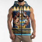 Santas Titan Warrior Personalized Sleeveless Zip Hoodie Christmas Rugby League Spirit LT9