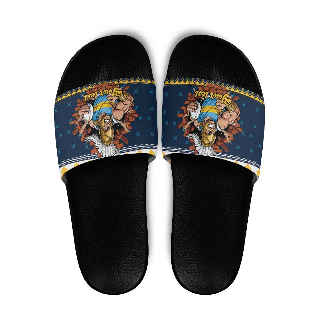 Santa’s Titan Warrior Personalized Slide Sandals Christmas Rugby League Spirit - Aussie Hoodie