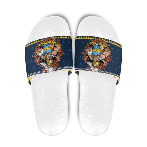 Santa’s Titan Warrior Personalized Slide Sandals Christmas Rugby League Spirit - Aussie Hoodie