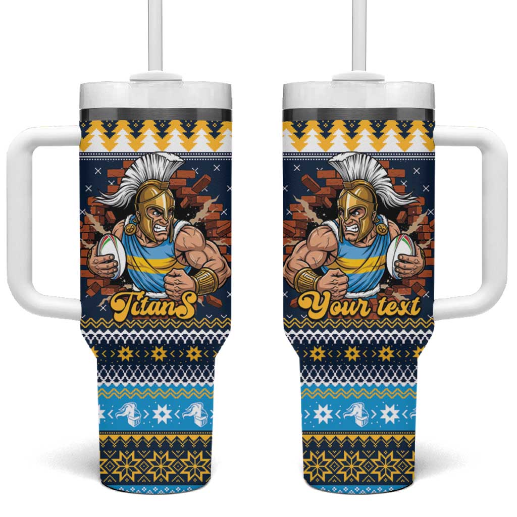 Santa’s Titan Warrior Personalized Tumbler With Handle Christmas Rugby League Spirit - Aussie Hoodie