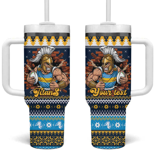 Santa’s Titan Warrior Personalized Tumbler With Handle Christmas Rugby League Spirit - Aussie Hoodie