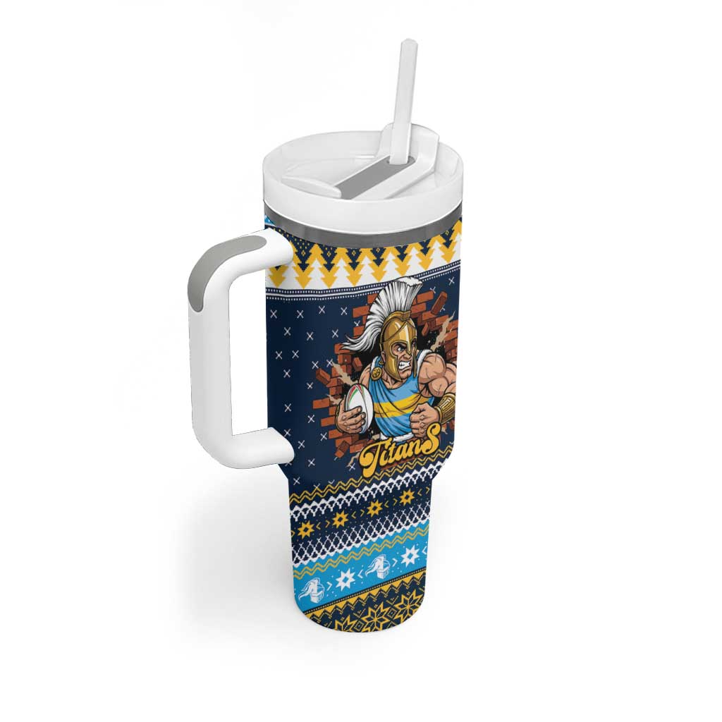 Santa’s Titan Warrior Personalized Tumbler With Handle Christmas Rugby League Spirit - Aussie Hoodie