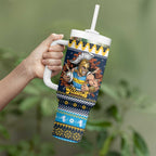 Santa’s Titan Warrior Personalized Tumbler With Handle Christmas Rugby League Spirit - Aussie Hoodie