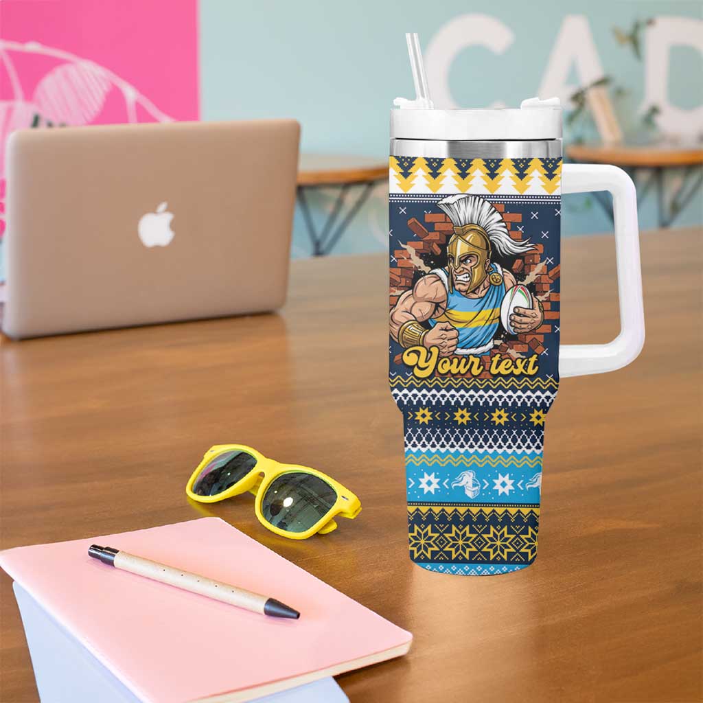 Santa’s Titan Warrior Personalized Tumbler With Handle Christmas Rugby League Spirit - Aussie Hoodie