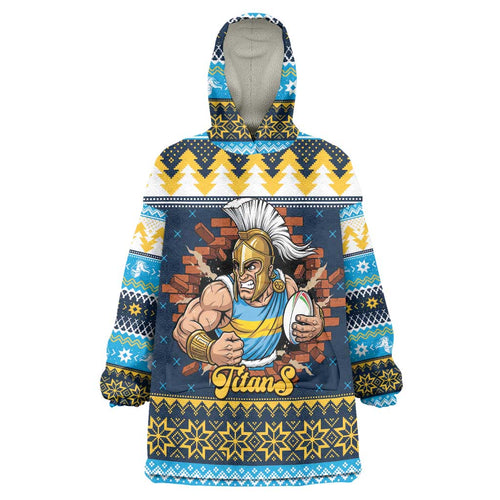 Santa’s Titan Warrior Personalized Wearable Blanket Hoodie Christmas Rugby League Spirit - Aussie Hoodie