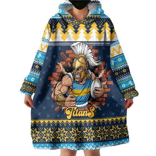 Santa’s Titan Warrior Personalized Wearable Blanket Hoodie Christmas Rugby League Spirit - Aussie Hoodie