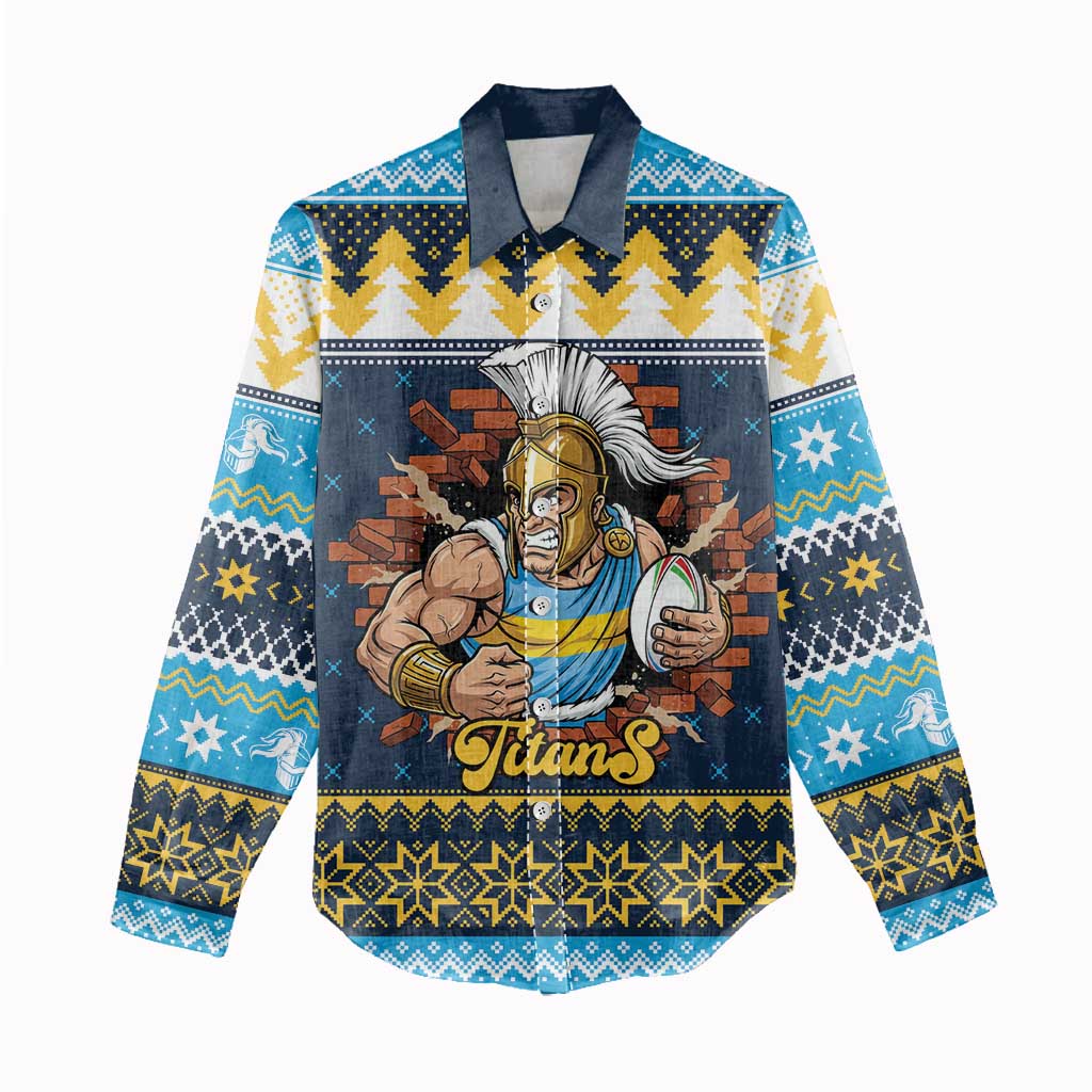 Santa’s Titan Warrior Personalized Women Casual Shirt Christmas Rugby League Spirit - Aussie Hoodie