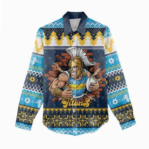 Santa’s Titan Warrior Personalized Women Casual Shirt Christmas Rugby League Spirit - Aussie Hoodie