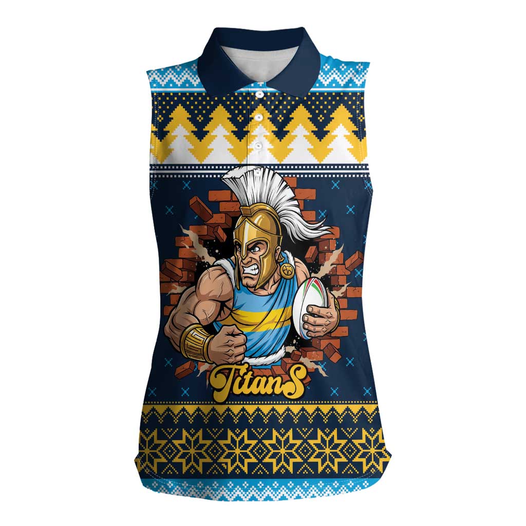 Santa’s Titan Warrior Personalized Women Sleeveless Polo Shirt Christmas Rugby League Spirit - Aussie Hoodie