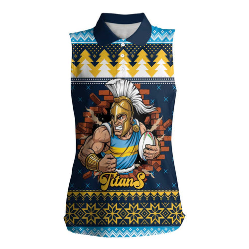 Santa’s Titan Warrior Personalized Women Sleeveless Polo Shirt Christmas Rugby League Spirit - Aussie Hoodie