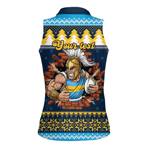 Santa’s Titan Warrior Personalized Women Sleeveless Polo Shirt Christmas Rugby League Spirit - Aussie Hoodie