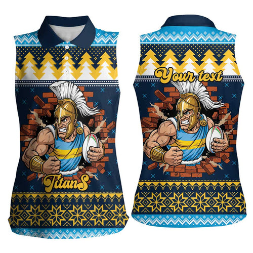Santa’s Titan Warrior Personalized Women Sleeveless Polo Shirt Christmas Rugby League Spirit - Aussie Hoodie