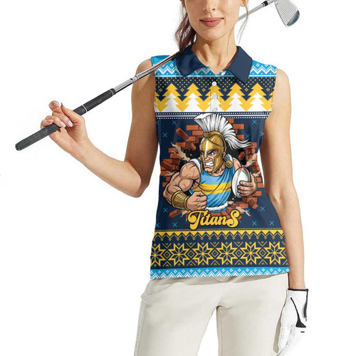 Santa’s Titan Warrior Personalized Women Sleeveless Polo Shirt Christmas Rugby League Spirit - Aussie Hoodie
