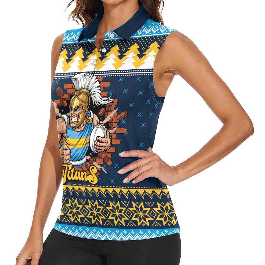 Santa’s Titan Warrior Personalized Women Sleeveless Polo Shirt Christmas Rugby League Spirit - Aussie Hoodie