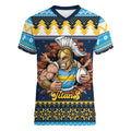 Santa’s Titan Warrior Personalized Women V-Neck T-Shirt Christmas Rugby League Spirit - Aussie Hoodie