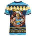 Santa’s Titan Warrior Personalized Women V-Neck T-Shirt Christmas Rugby League Spirit - Aussie Hoodie