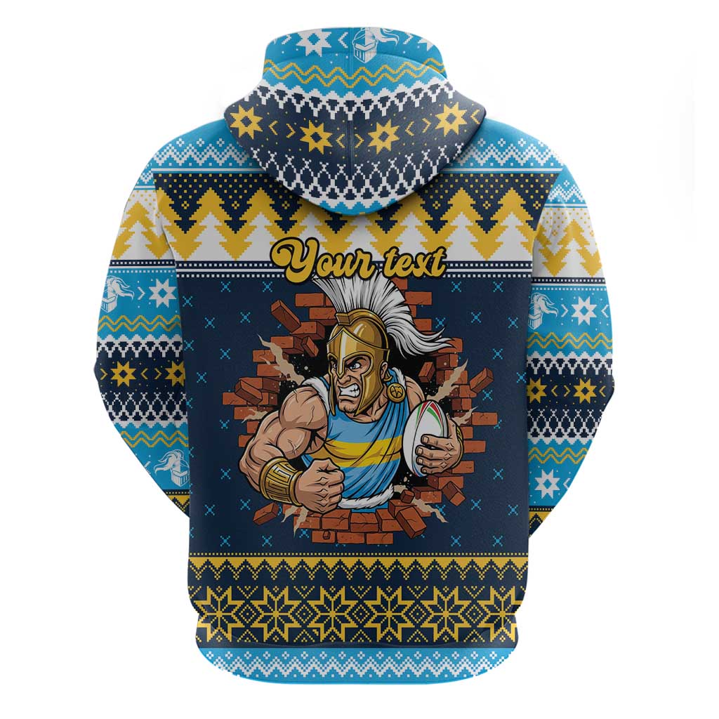 Santa’s Titan Warrior Personalized Zip Hoodie Christmas Rugby League Spirit - Aussie Hoodie