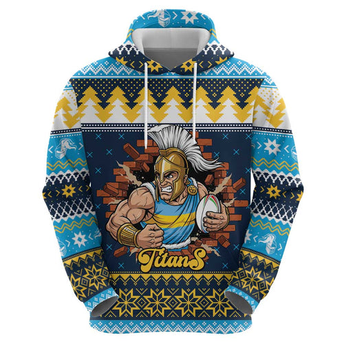 Santa’s Titan Warrior Personalized Zip Hoodie Christmas Rugby League Spirit - Aussie Hoodie
