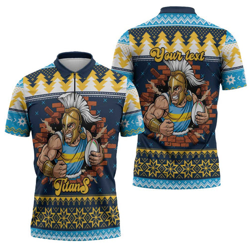 Santa’s Titan Warrior Personalized Zipper Polo Shirt Christmas Rugby League Spirit - Aussie Hoodie