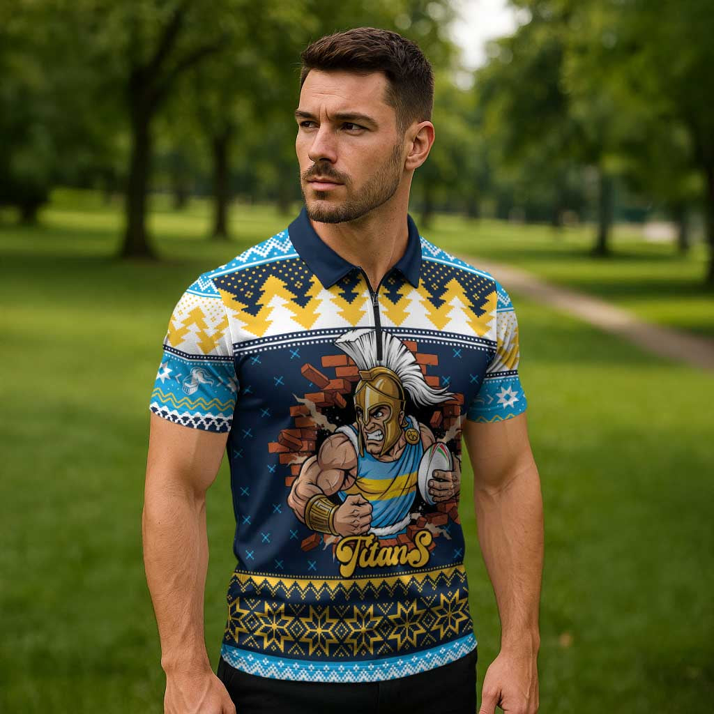 Santa’s Titan Warrior Personalized Zipper Polo Shirt Christmas Rugby League Spirit - Aussie Hoodie