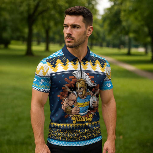 Santa’s Titan Warrior Personalized Zipper Polo Shirt Christmas Rugby League Spirit - Aussie Hoodie