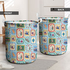 Australia Wildlife Christmas Stamp Laundry Basket Blue Aussie Native Animal Seamless Pattern