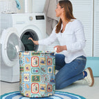 Australia Wildlife Christmas Stamp Laundry Basket Blue Aussie Native Animal Seamless Pattern