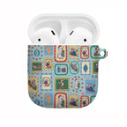 Australia Wildlife Christmas Stamp AirPods Case Blue Aussie Native Animal Seamless Pattern